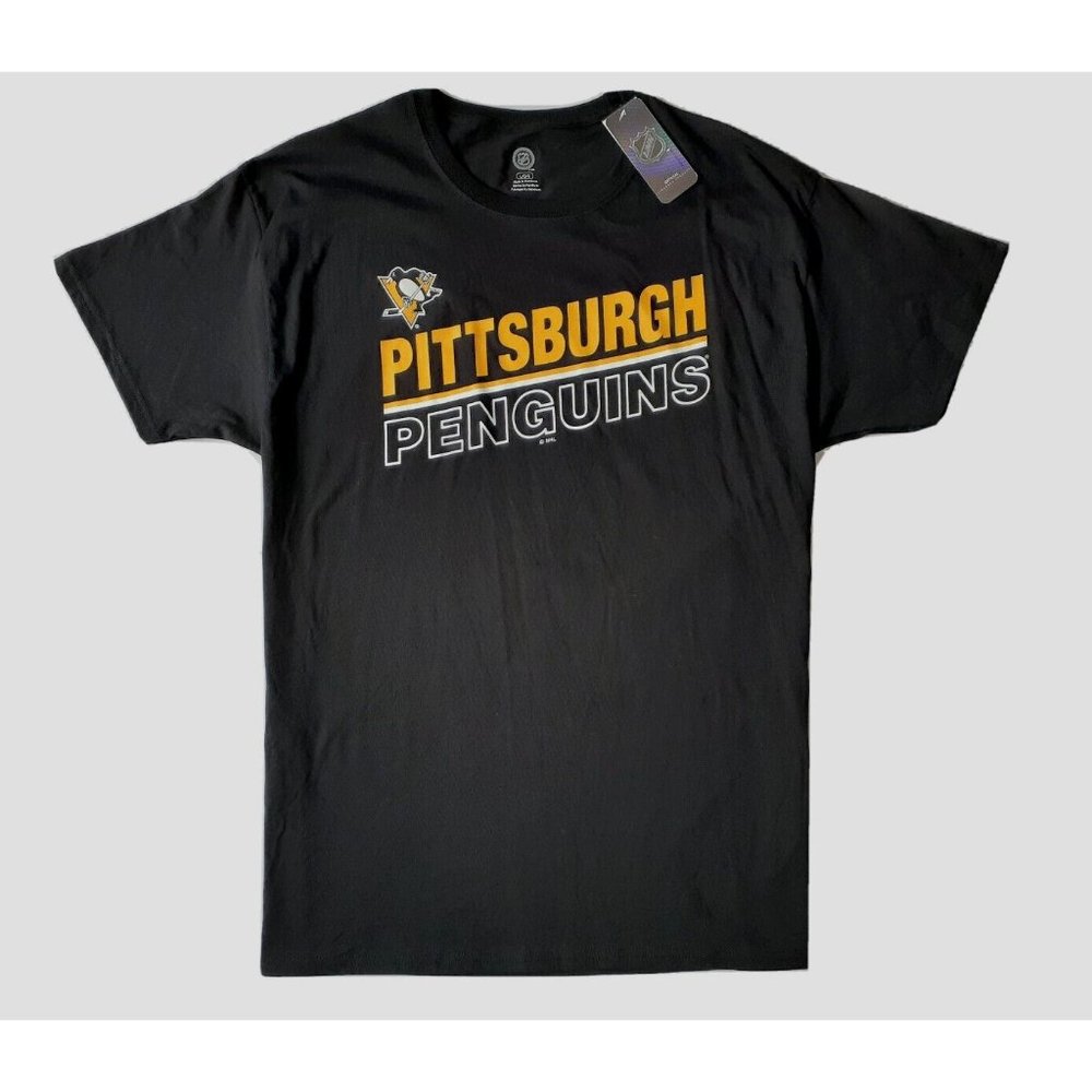 NHL Officially Licensed Mens Pittsburgh Penguins L LG Black Gold T-Shirt NWT